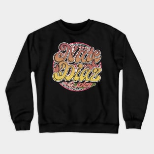 Graphic Proud Nate Name Flower Birthday 70s 80s 90s Vintage Styles Crewneck Sweatshirt